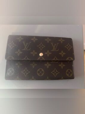Louis Vuitton Monogram Canvas Wallet in Brown with Gold Snap